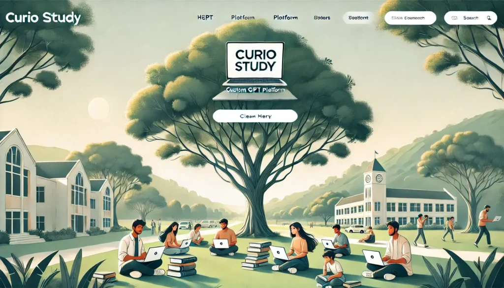 dall·e 2025 09 15 13.13.46 a clean, natural hero section image for a website. indian students are sitting outdoors under large trees on a green campus lawn, studying with laptop